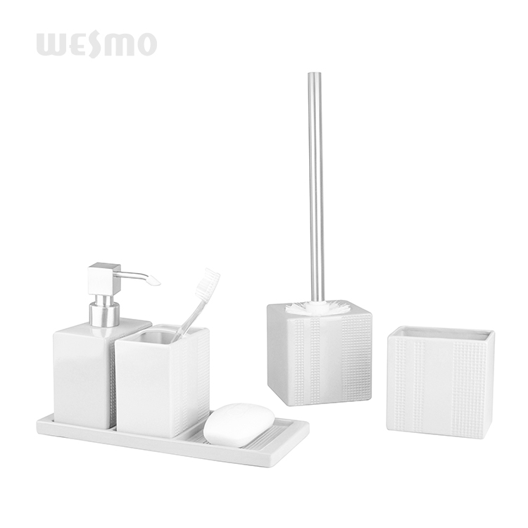 New products modern elegant simple porcelain 6pcs bathroom accessories set